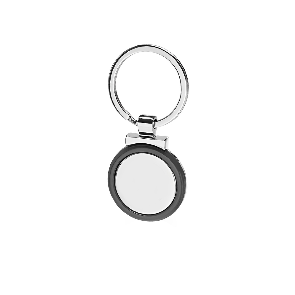Custom Round Color Accent Metal Keychain Black