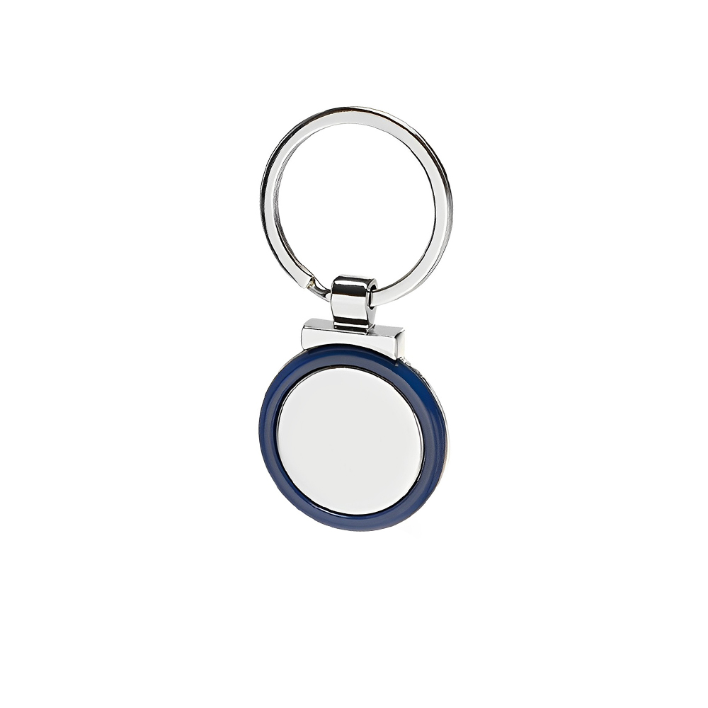 Custom Round Color Accent Metal Keychain Blue