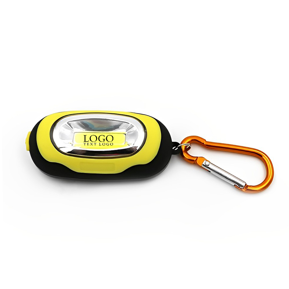 Promotional COB LED Keychain With Carabiner Yellow With Logo