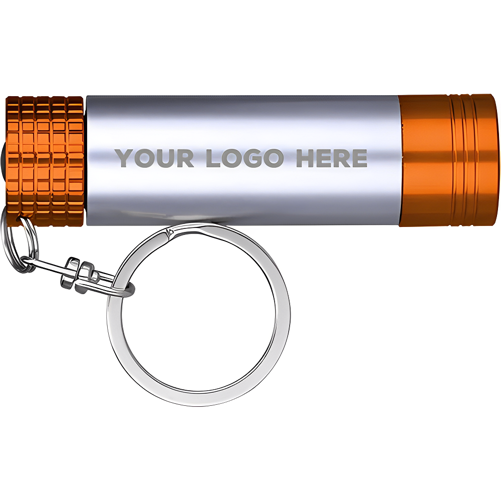 Orange Spotlight Flashlight Keychain With Logo