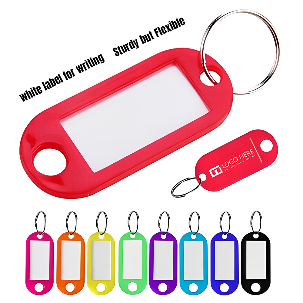 Plastic Key Tag With Label Window Ring Holder With Logo-Group
