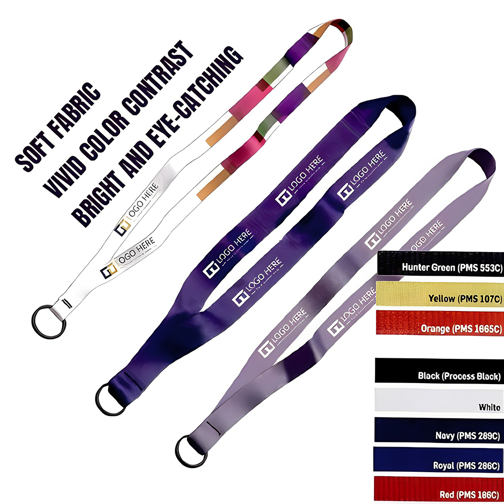 Dye-Sublimated Sewn Lanyard with Black Split Ring With Logo-Group