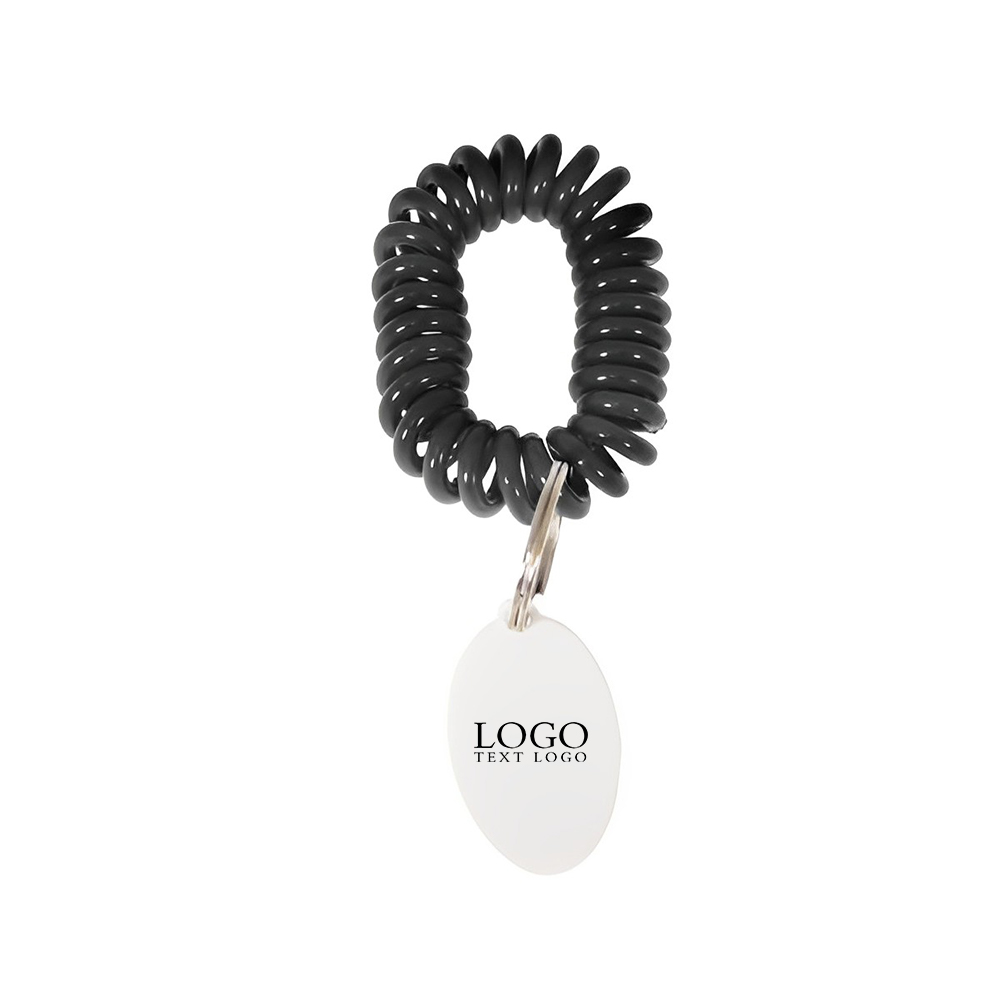 Bracelet Wrist Coil wTag Keyring Black With Logo