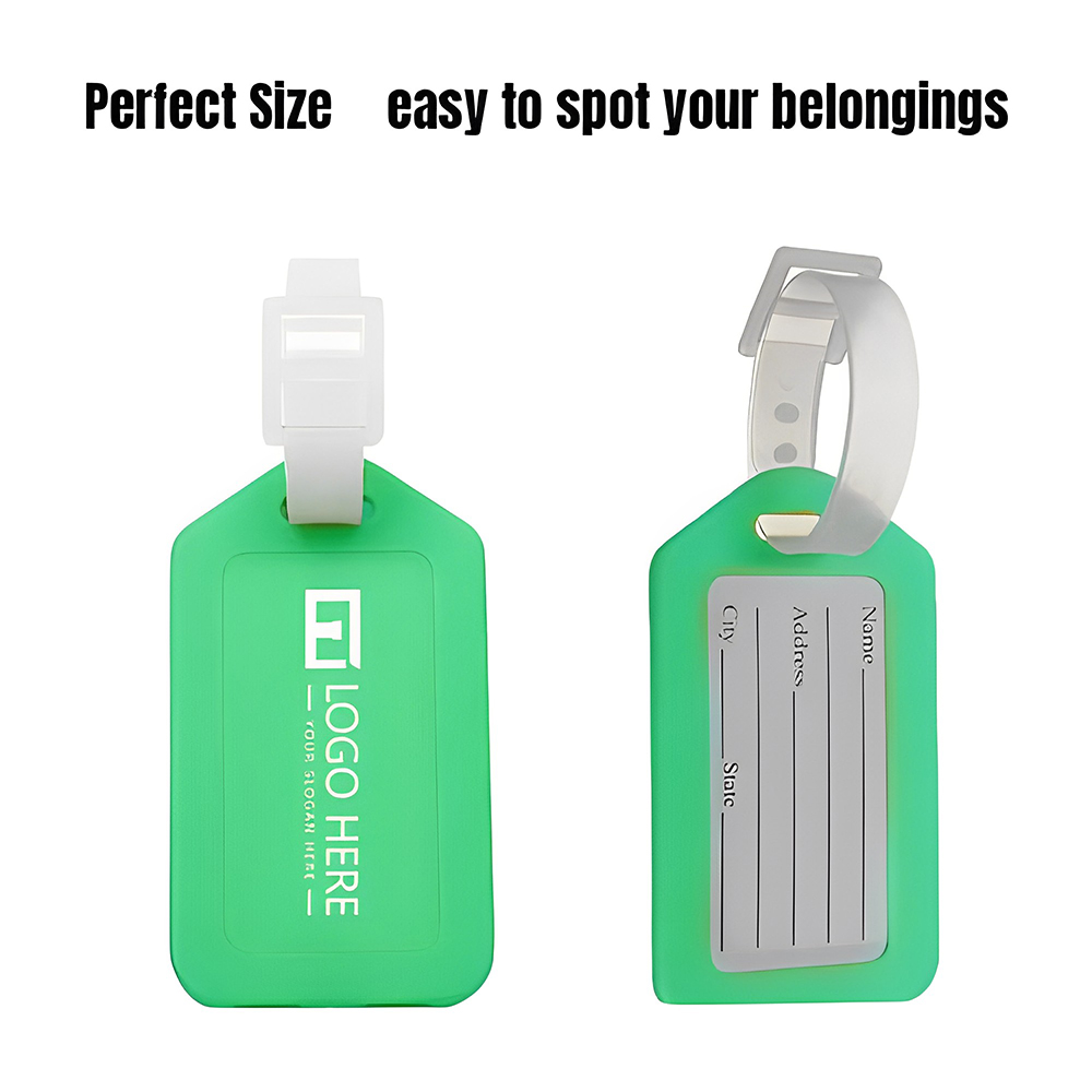 Green Rigid Plastic Luggage Tag Holders With Logo
