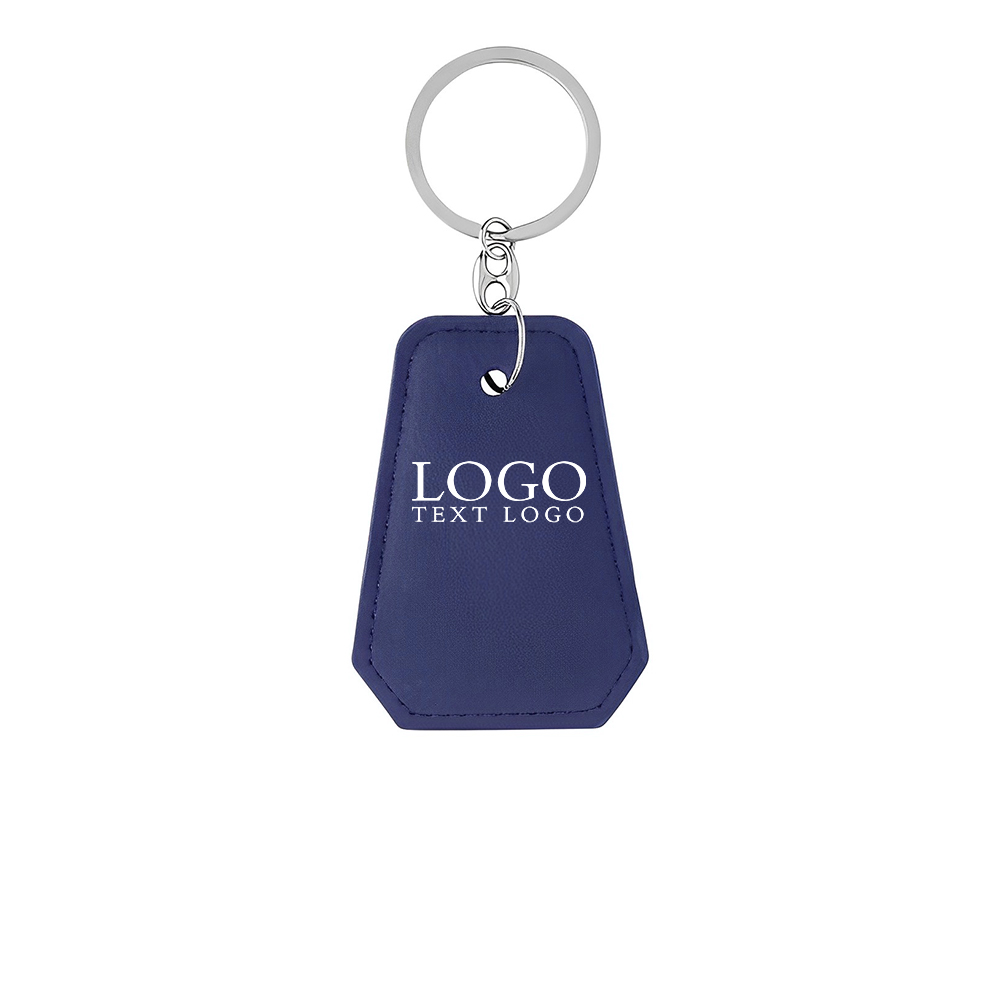 Custom Bottle Opener Keychain With Leather Cover Blue With Logo