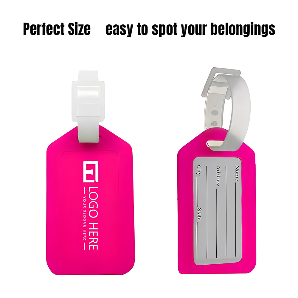 Pink Rigid Plastic Luggage Tag Holders With Logo