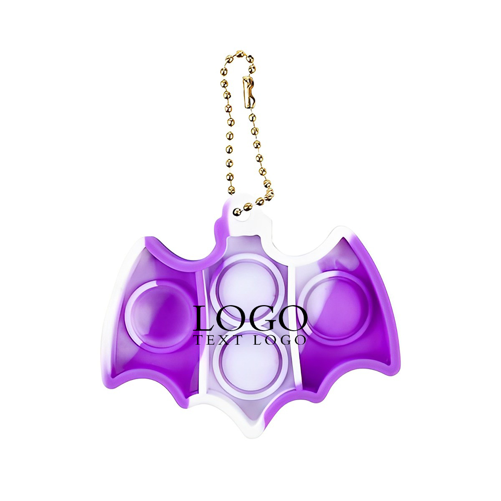 Bat-shaped Camouflage Pop Fidget Toy Keychain Purple With Logo
