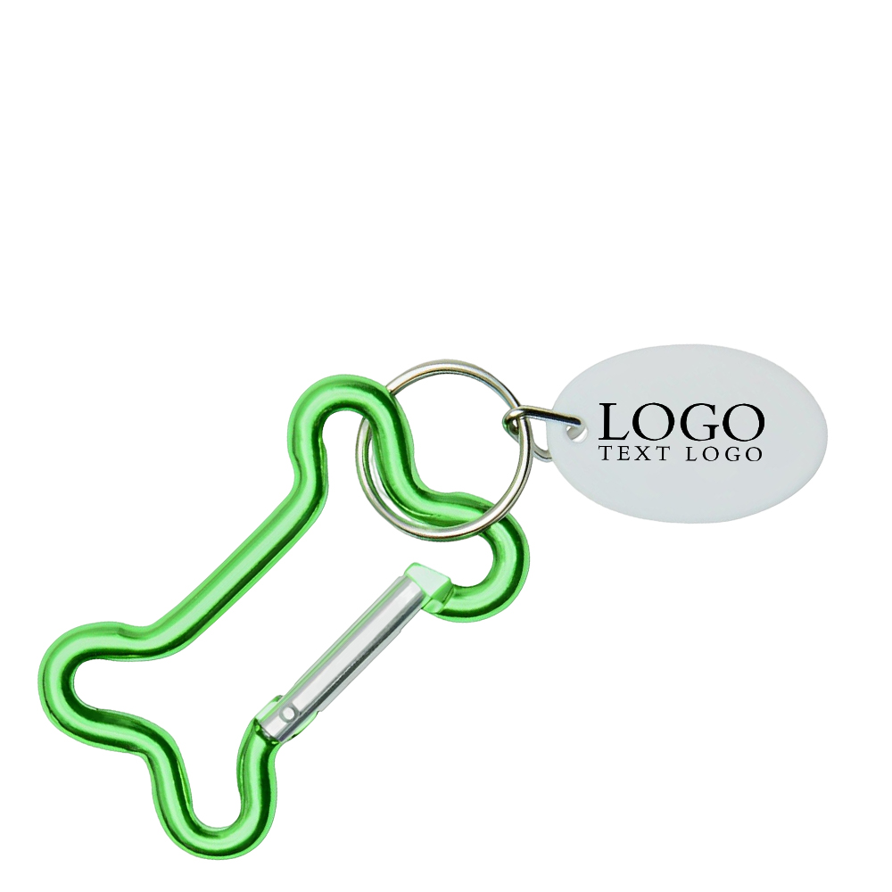 Promo Dog Bone Carabiner Key Chain Green With Logo