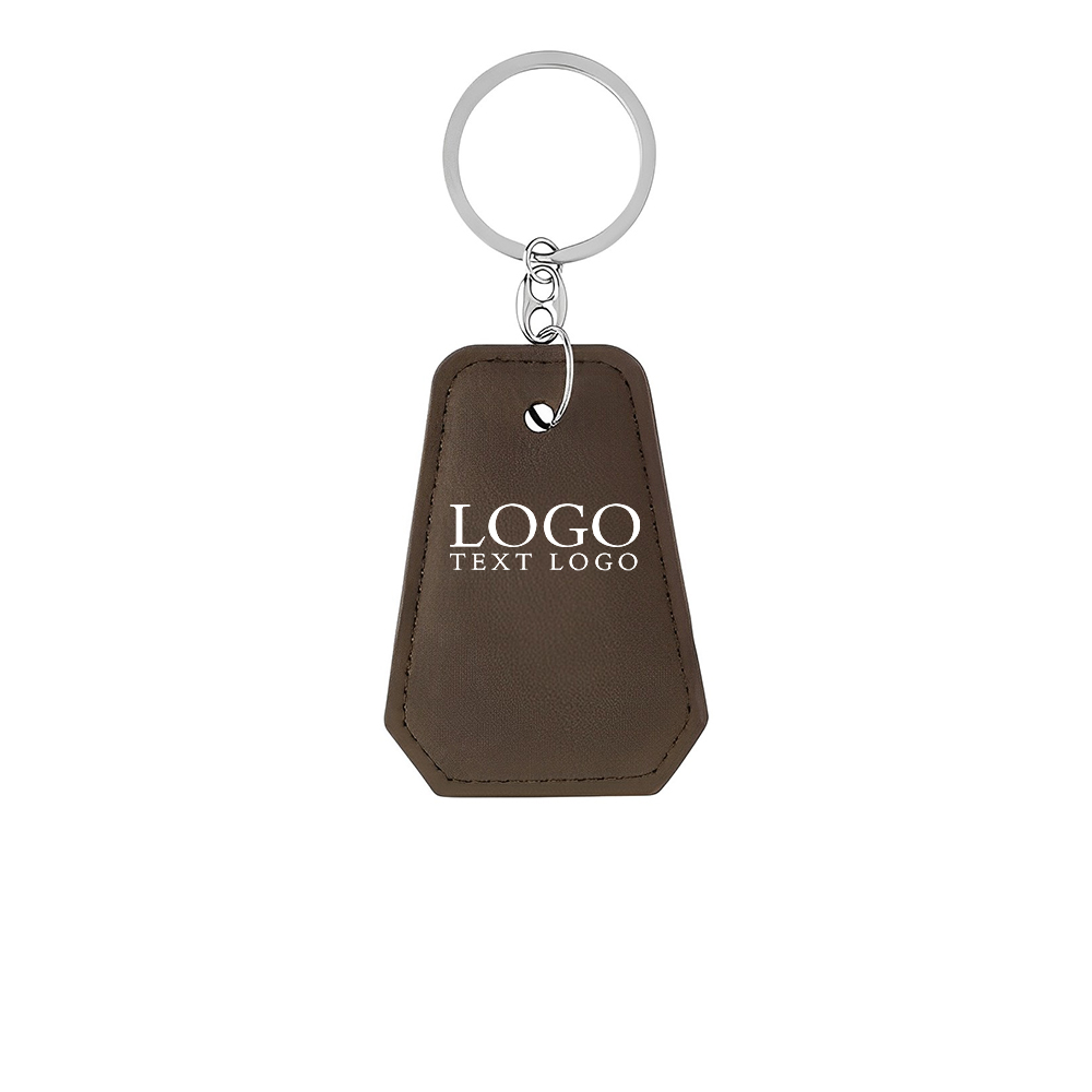 Custom Bottle Opener Keychain With Leather Cover Brown With Logo