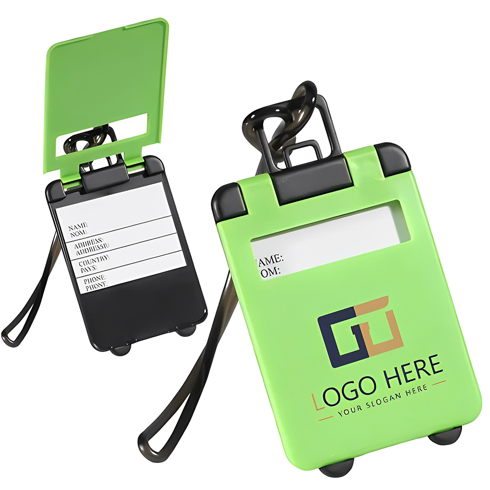 Green Custom Printed Travel Tote Luggage Tag With Logo
