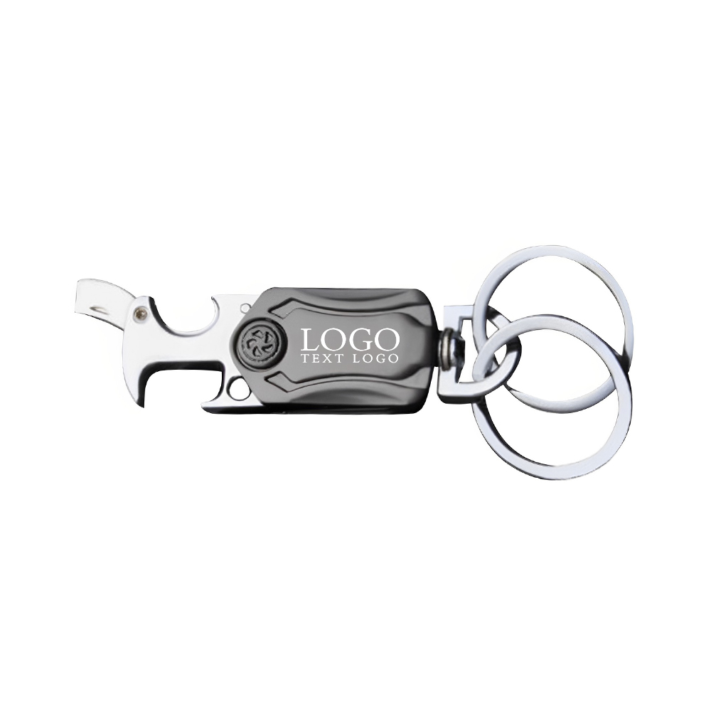 Men's Multifunctional Bottle Opener Keychain Black With Logo