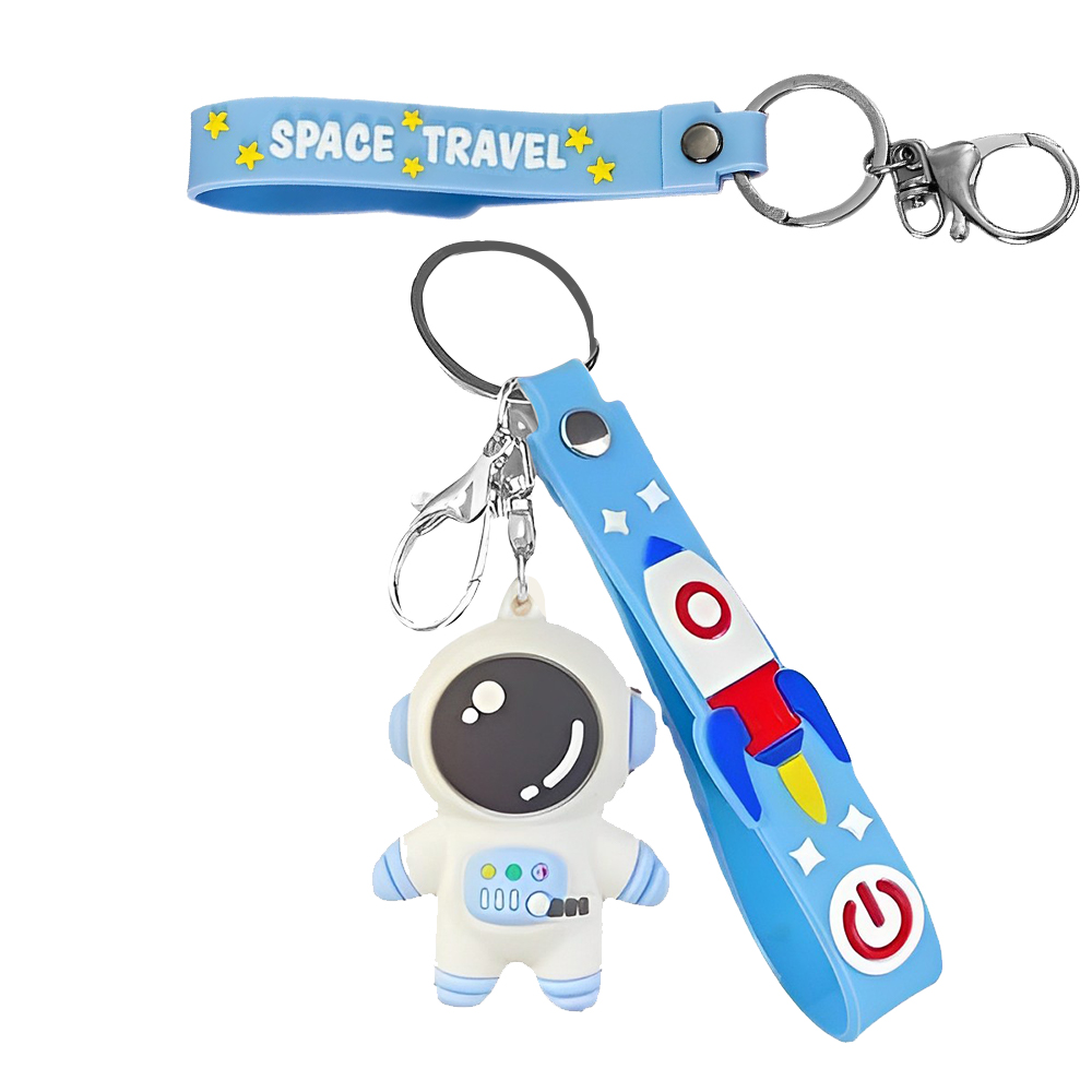 Custom Silicone Astronauts Keychain Blue Group