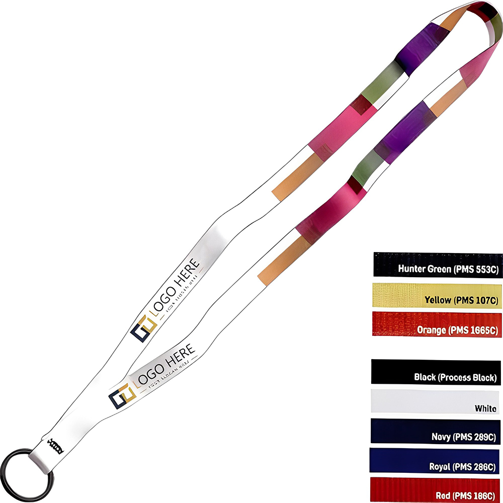 Assorted Dye-Sublimated Sewn Lanyard with Black Split Ring With Logo