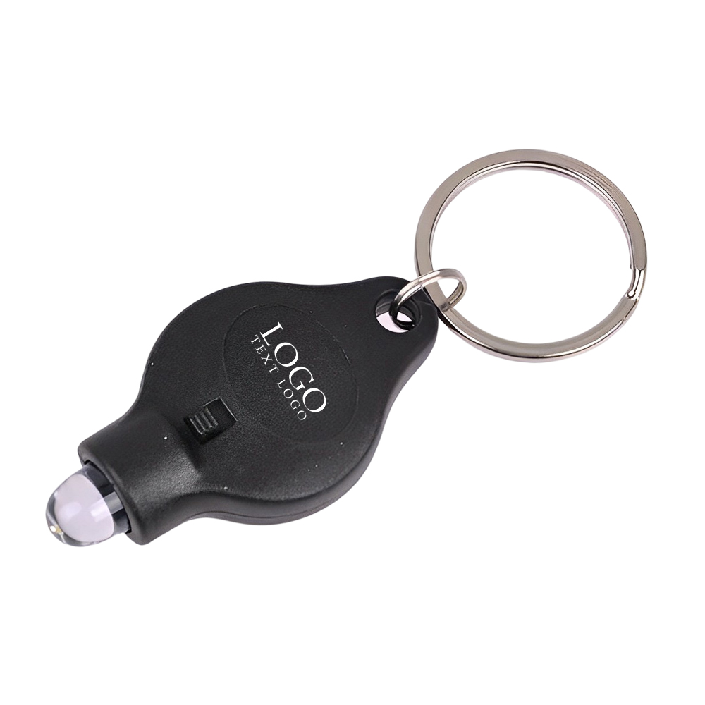 Portable diamond LED light key chain Black With Logo