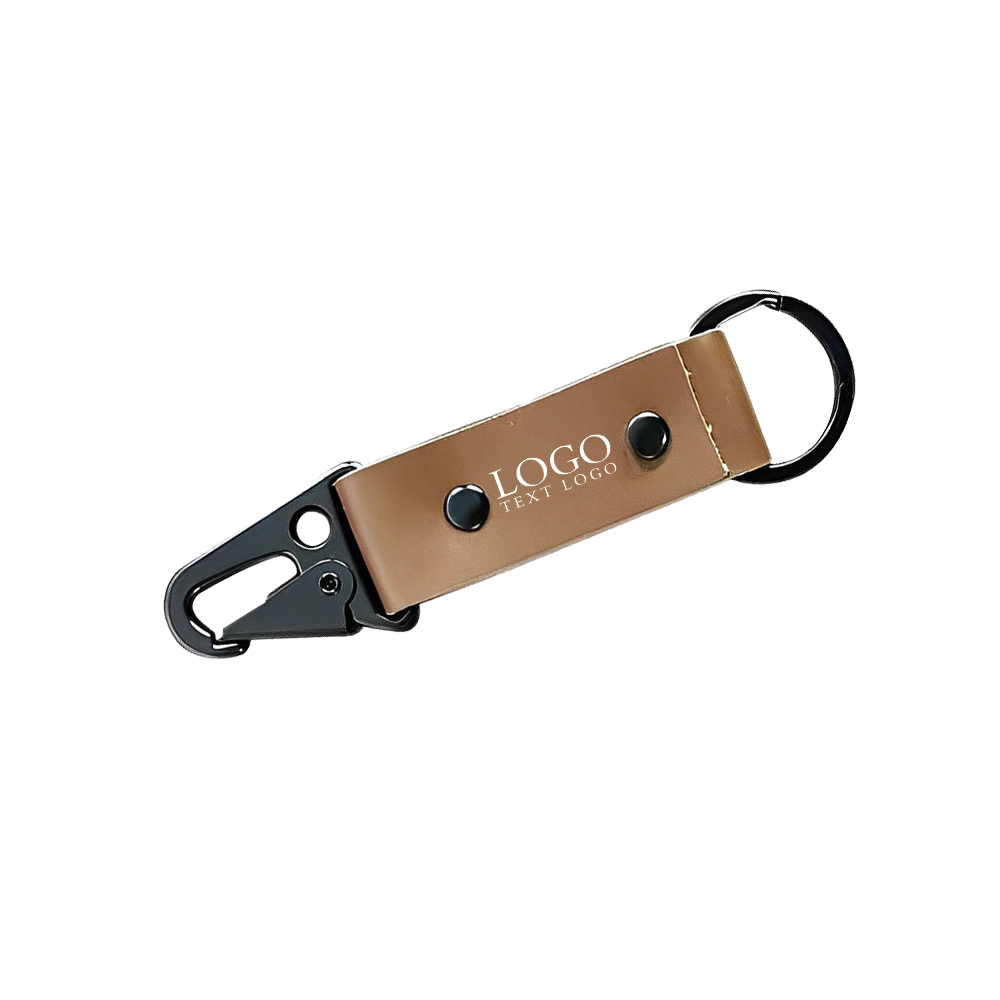 Leather Carabiner Zinc Alloy Key Holders Brown With Logo