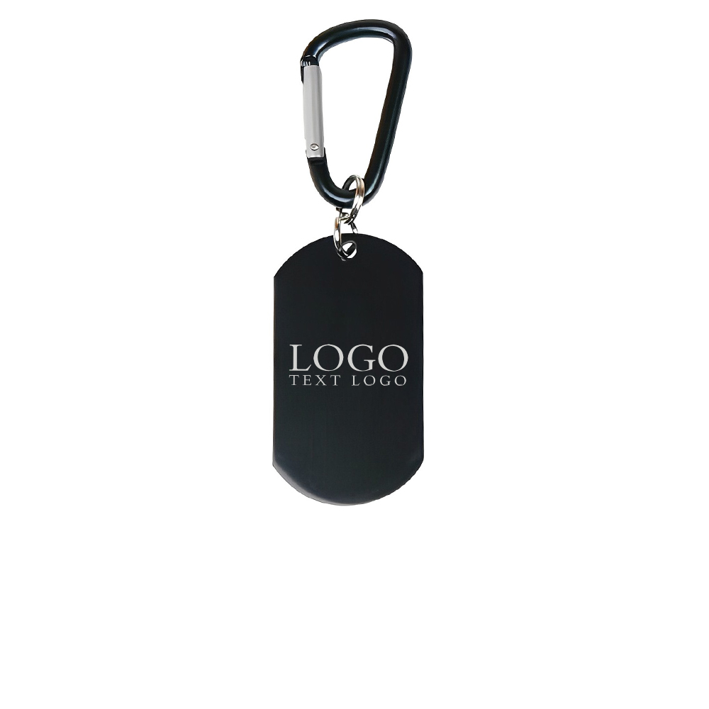 Custom Dog Tag With Carabiner Black With Logo