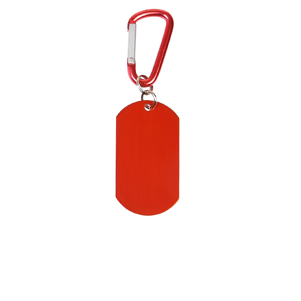 Custom Dog Tag With Carabiner Red