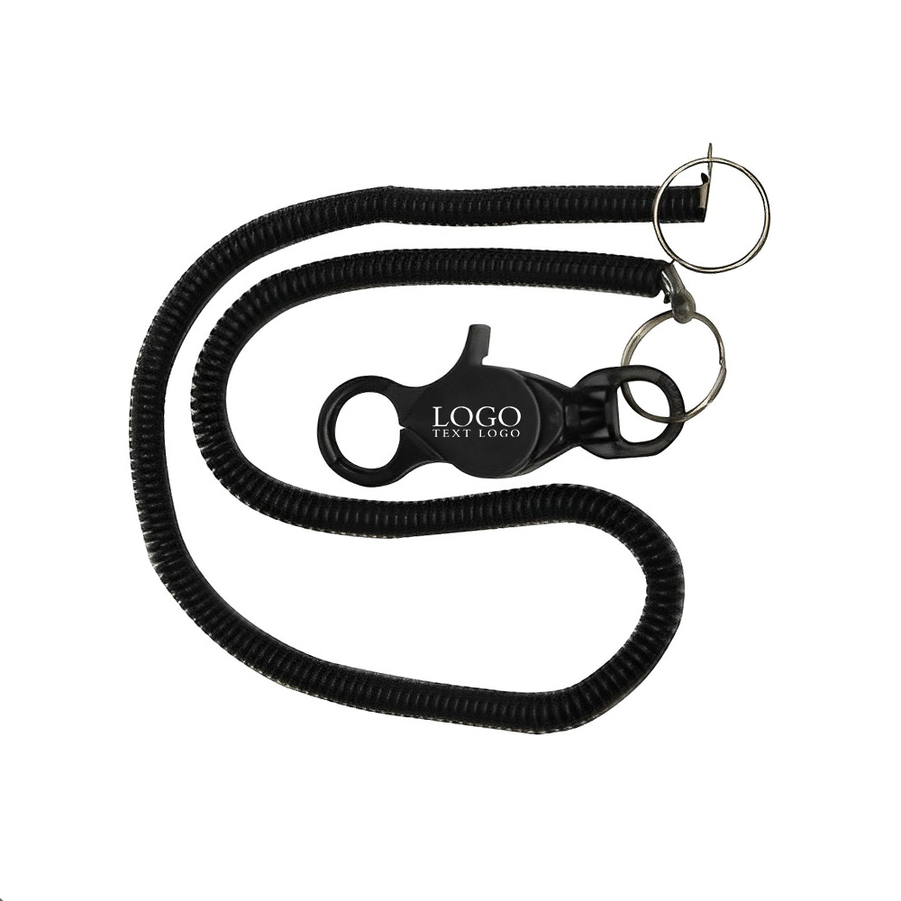Lobster Clip With 20 Long Coil Keyring Black Wiht Logo