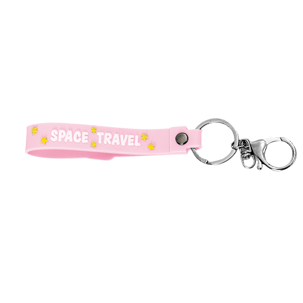 Custom Silicone Astronauts Keychain Pink Strap