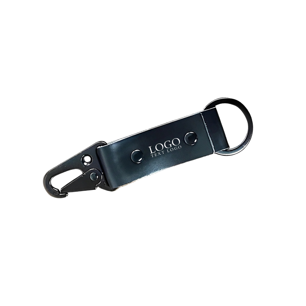 Leather Carabiner Zinc Alloy Key Holders Black With Logo