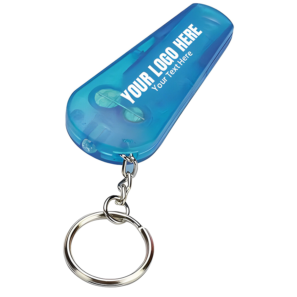 Blue Light N Whistle Key Tag With Logo