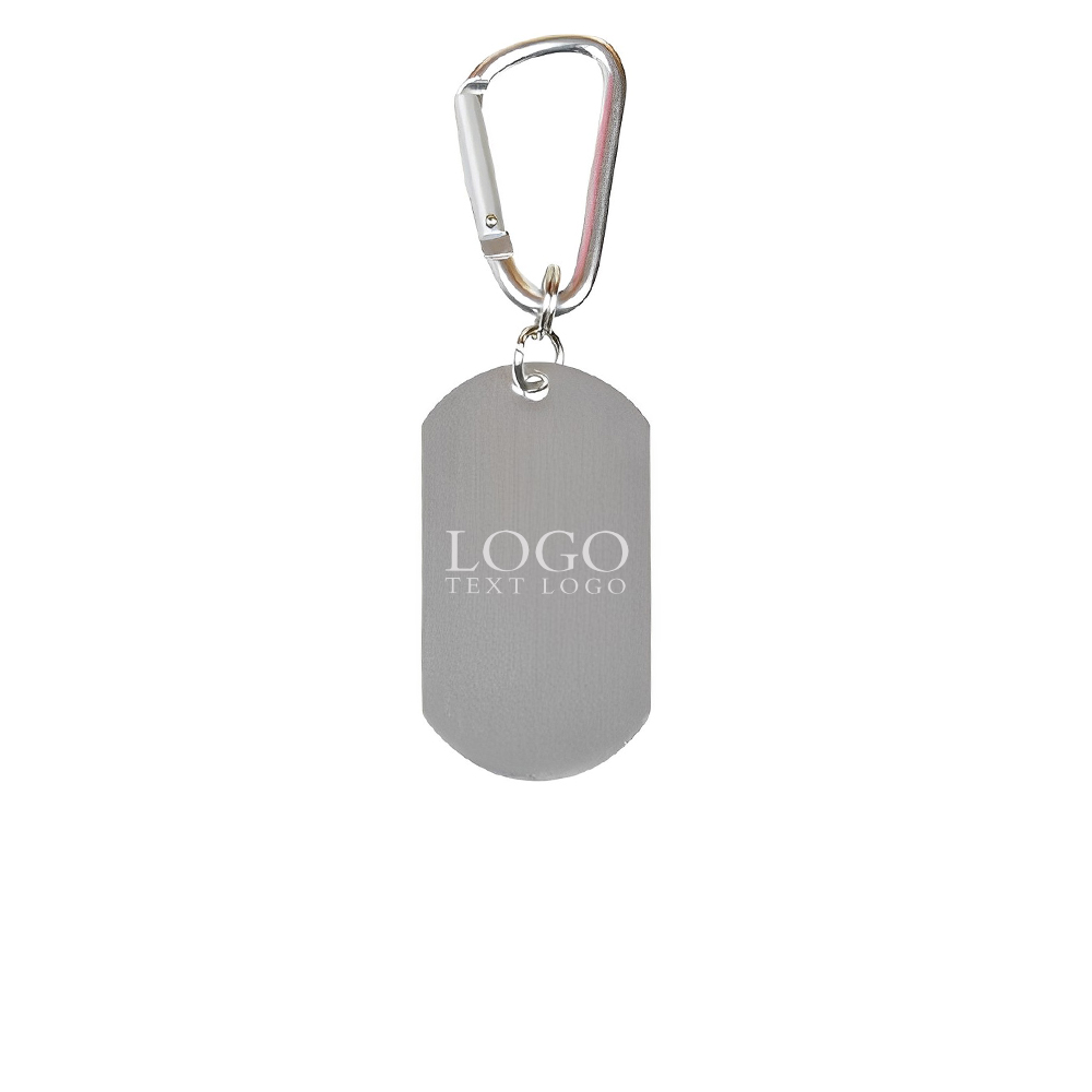 Custom Dog Tag With Carabiner Silver With Logo