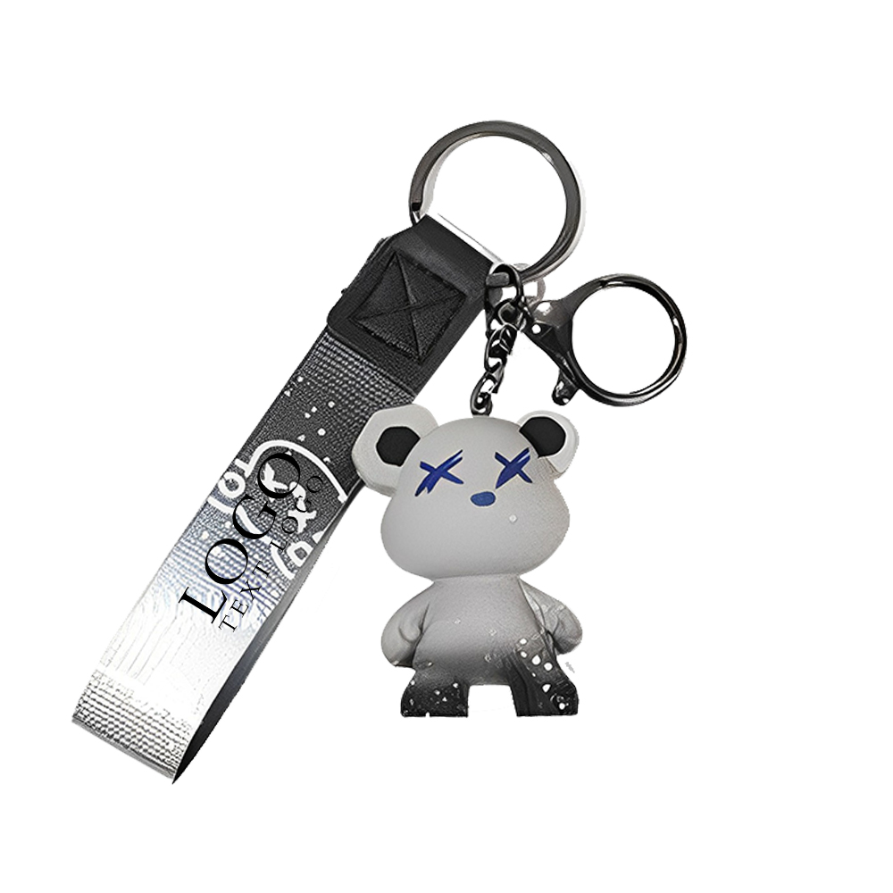 Custom Gradient Bear Keychain Grey With Logo