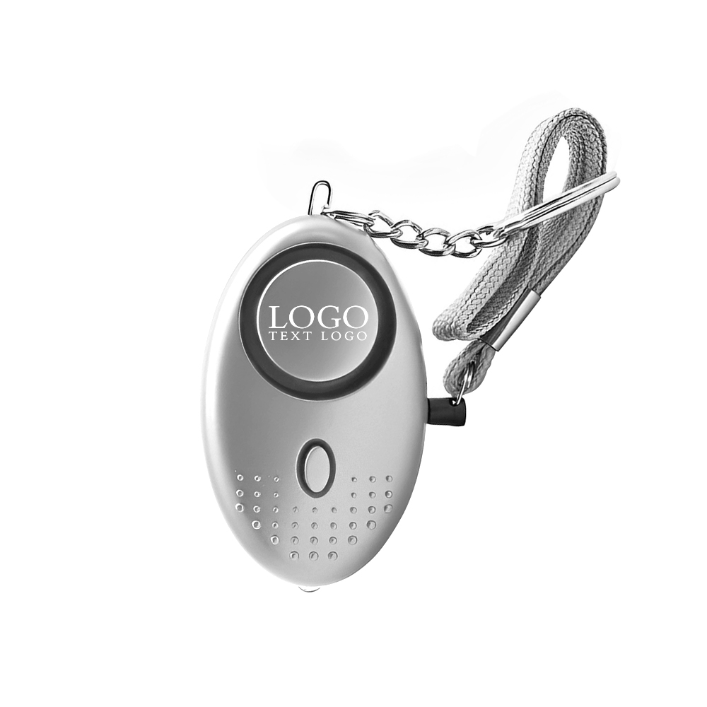 Custom Silver Safety Alarm Keychain With LED Lights With Logo