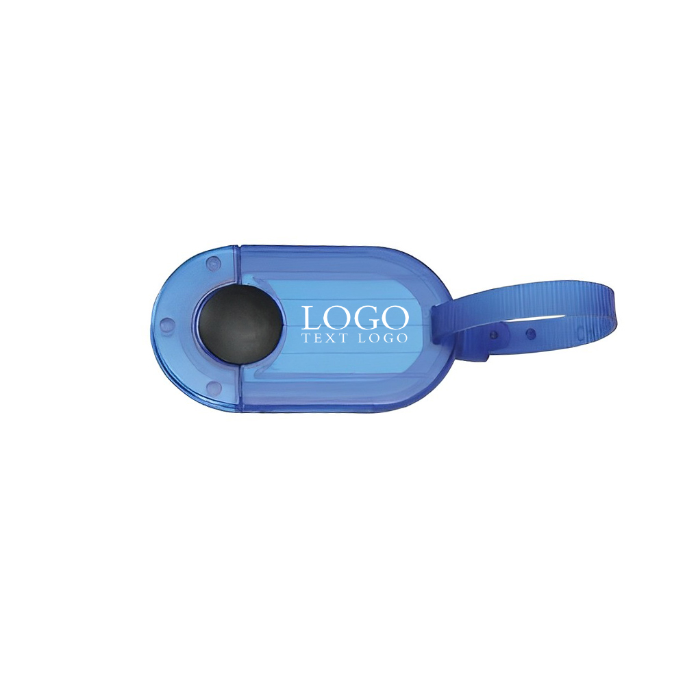 Plastic Sliding Luggage Tag Translucent Blue With Logo
