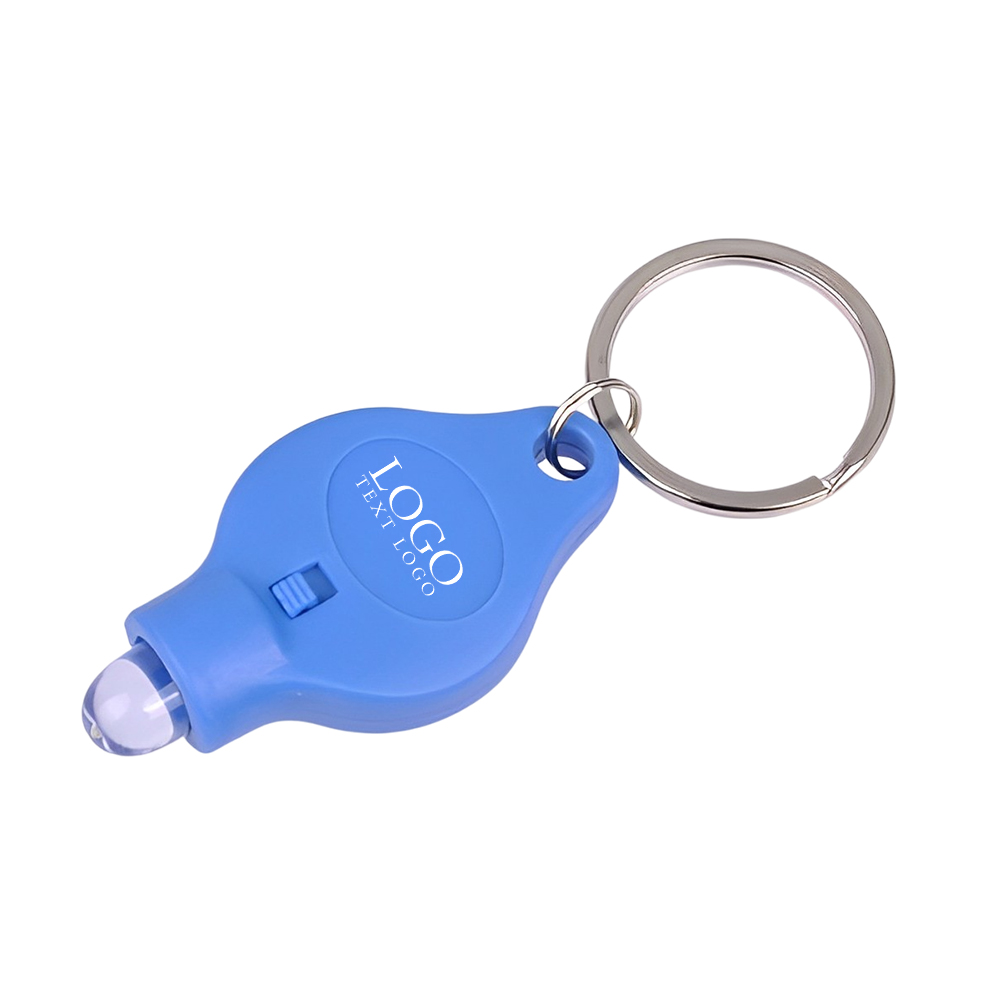Portable diamond LED light key chain Blue With Logo