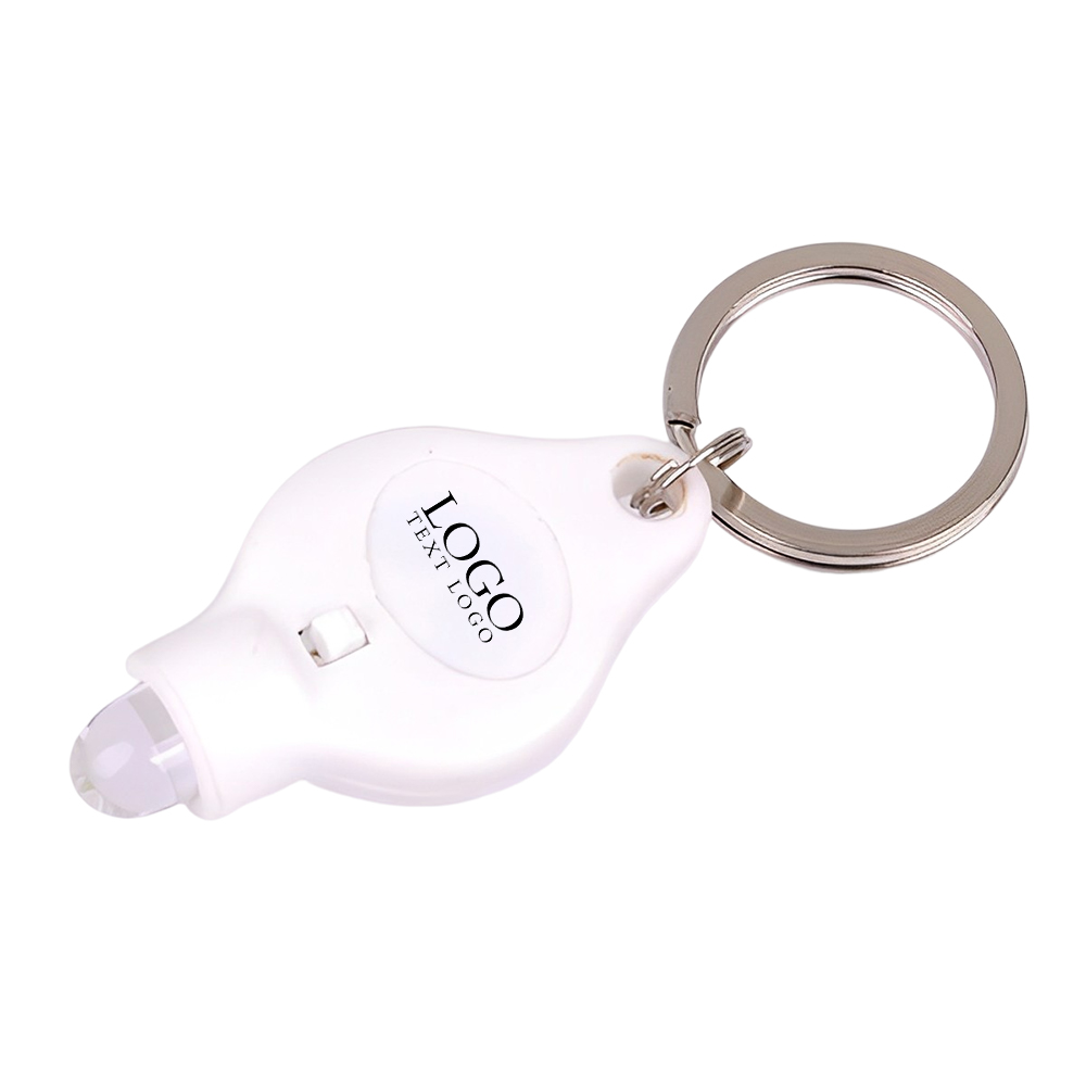 Portable diamond LED light key chain White With Logo