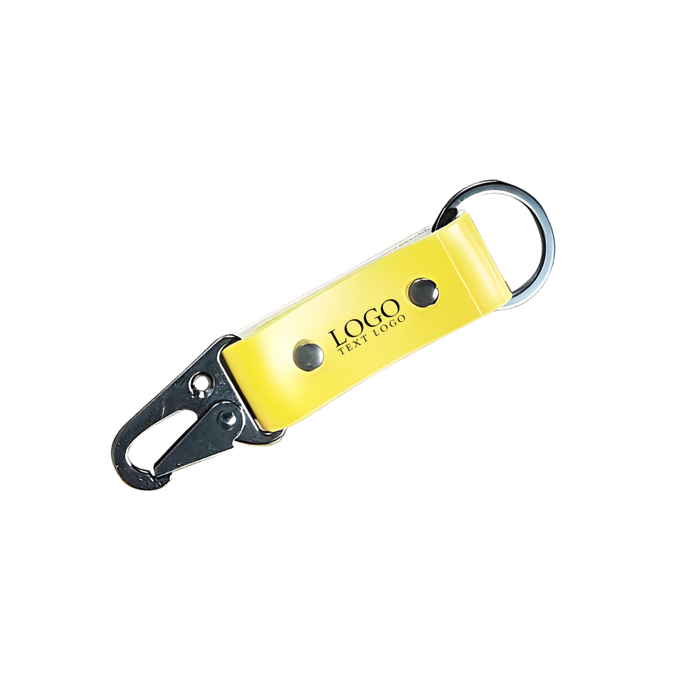 Leather Carabiner Zinc Alloy Key Holders Yellow With Logo