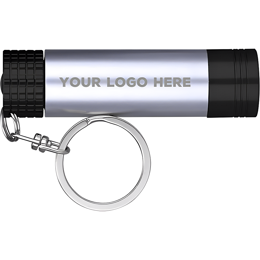 Black Spotlight Flashlight Keychain With Logo