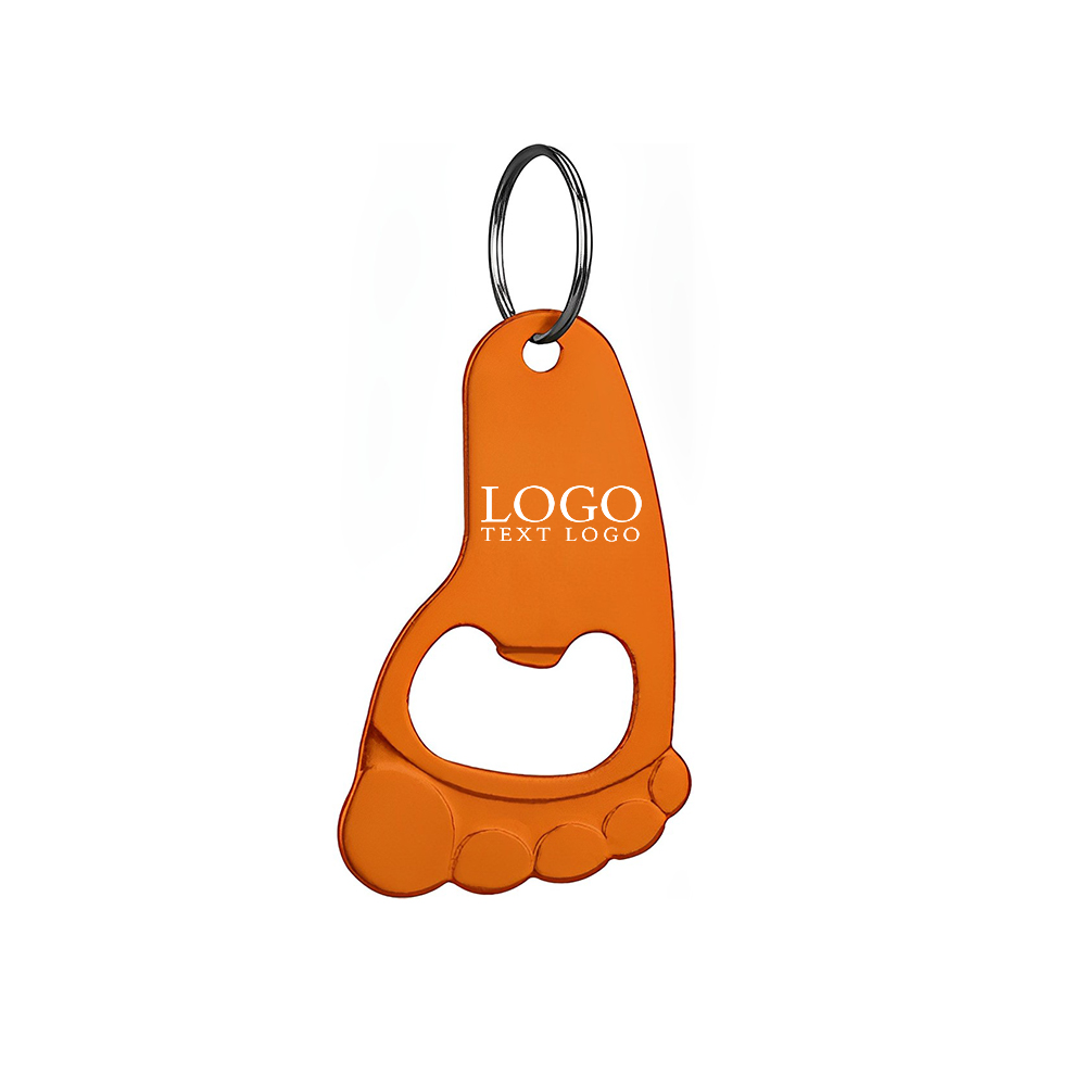 Custom Foot Shaped Bottle Opener Keychain Orange With Logo