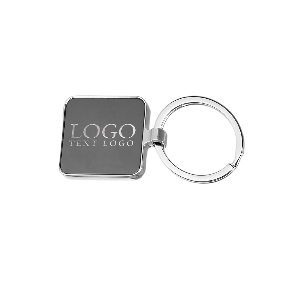 Custom Square Metal Keychains Black Color With Logo