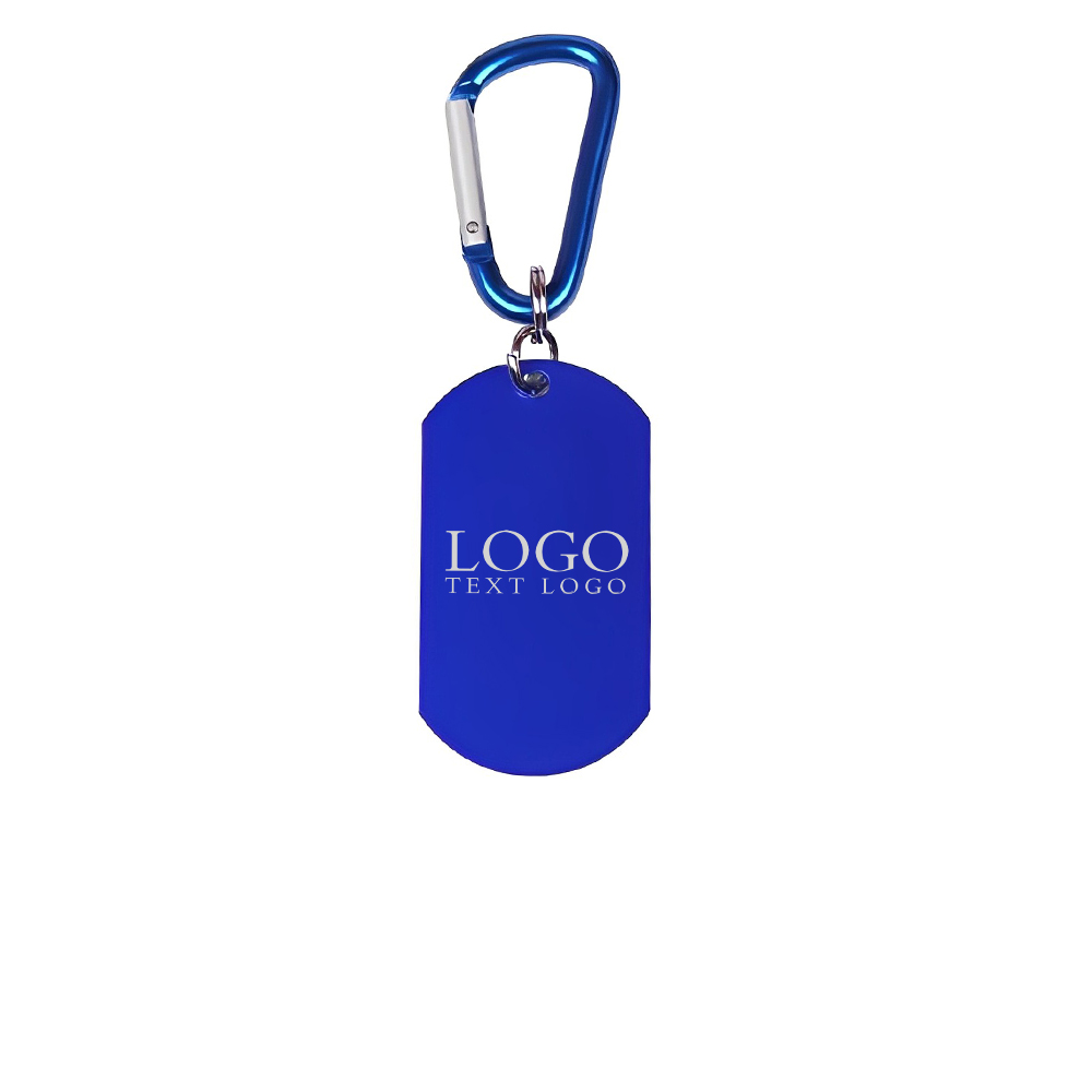 Custom Dog Tag With Carabiner Blue With Logo