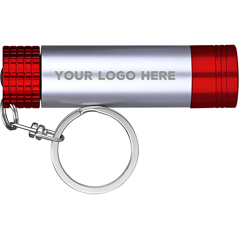 Red Spotlight Flashlight Keychain With Logo