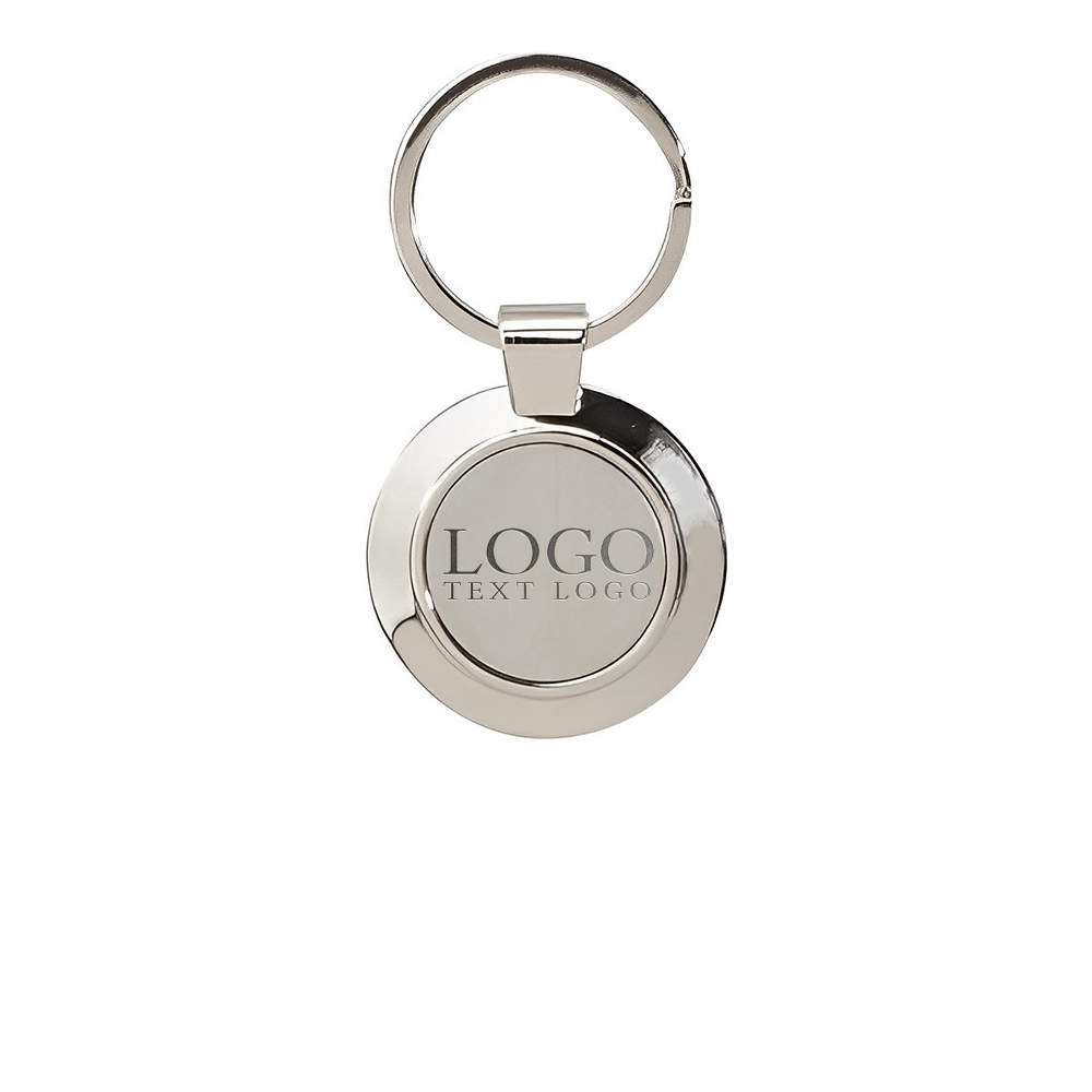 Custom Sterling silver Plated Circle Keyring Silver With Logo