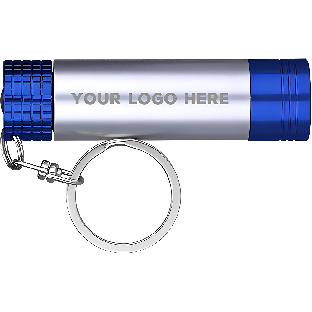 Blue Spotlight Flashlight Keychain With Logo