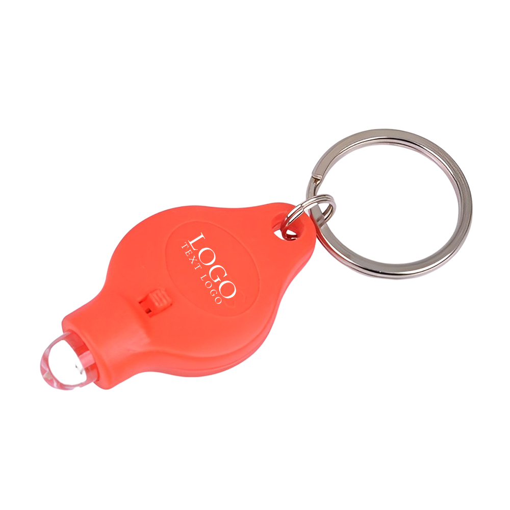 Portable diamond LED light key chain Red With Logo