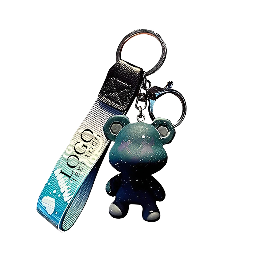 Custom Gradient Bear Keychain Green With Logo