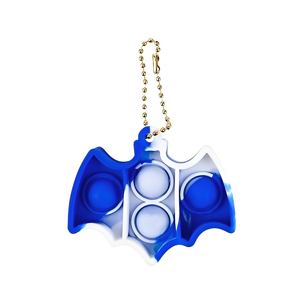 Bat-shaped Camouflage Pop Fidget Toy Keychain Blue
