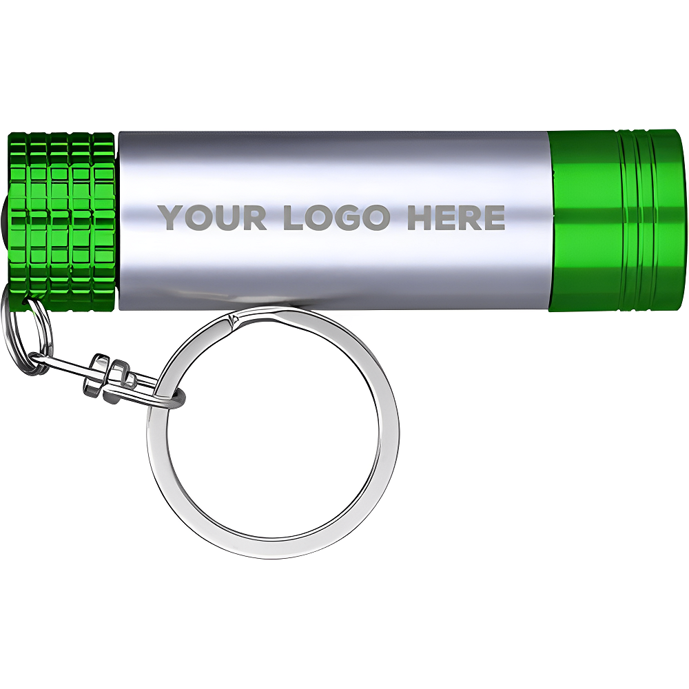 Green Spotlight Flashlight Keychain With Logo