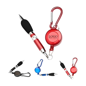 Custom Badge Reel Retractable Pen with Carabiner