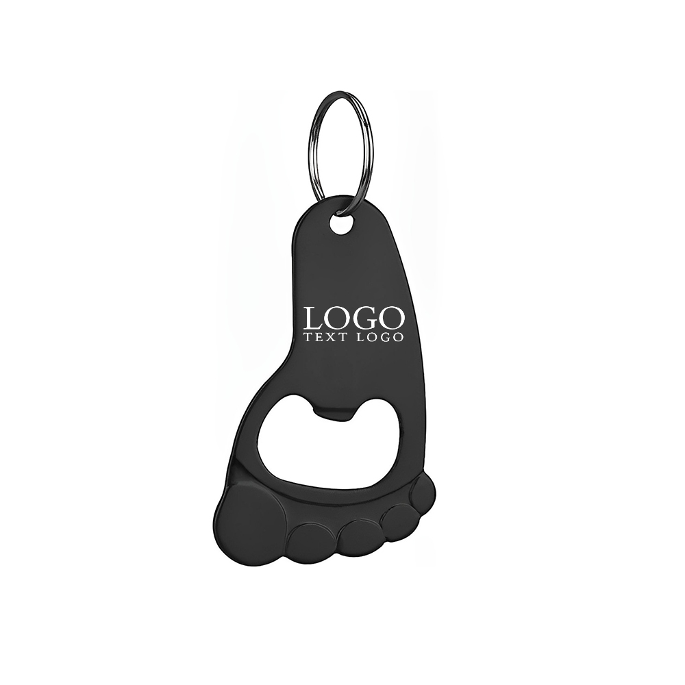 Custom Foot Shaped Bottle Opener Keychain Black With Logo