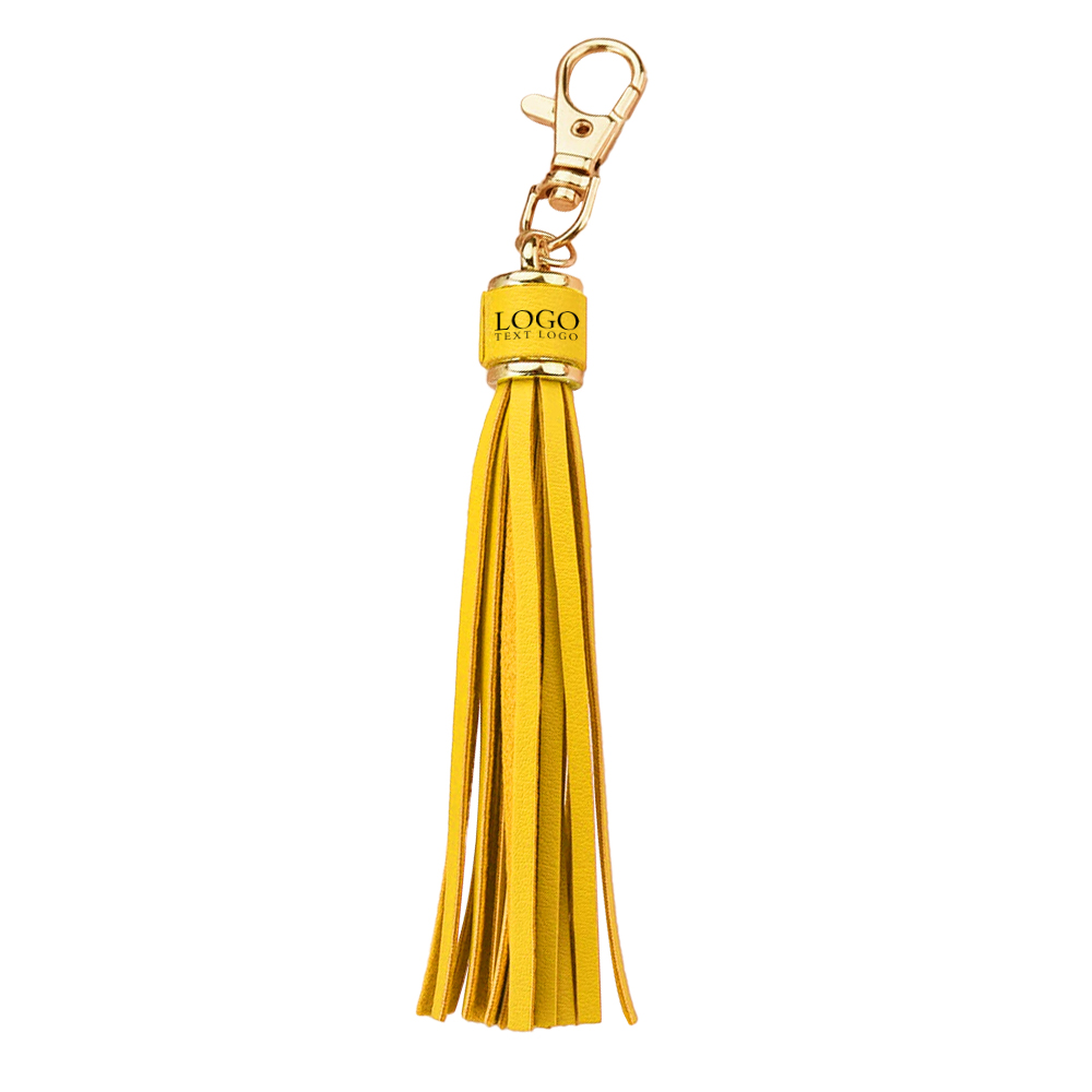 Yellow Tassel Keychain with Hook Clasp With Logo