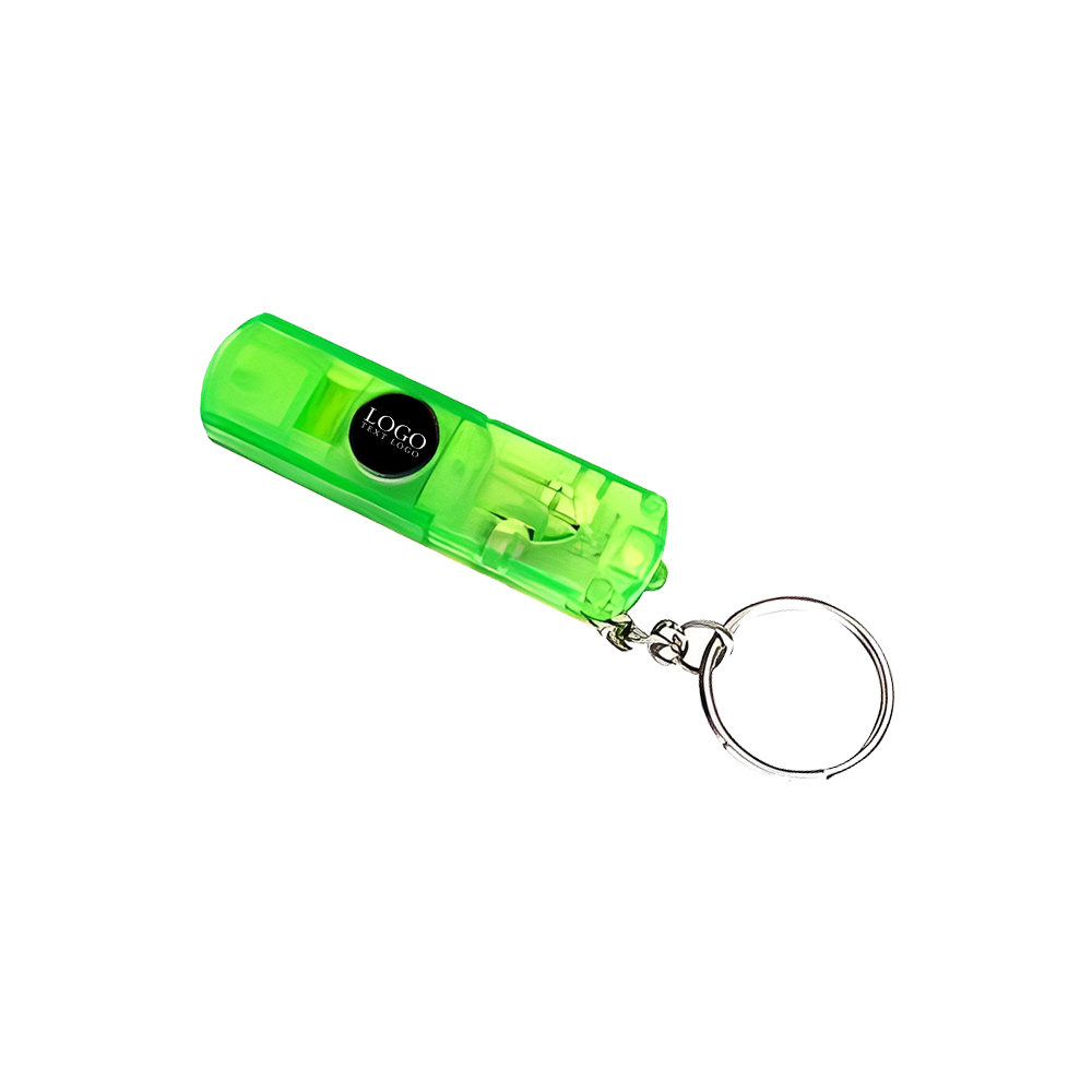 Transparent Compass Whistle Led Light Keyring Green With Logo