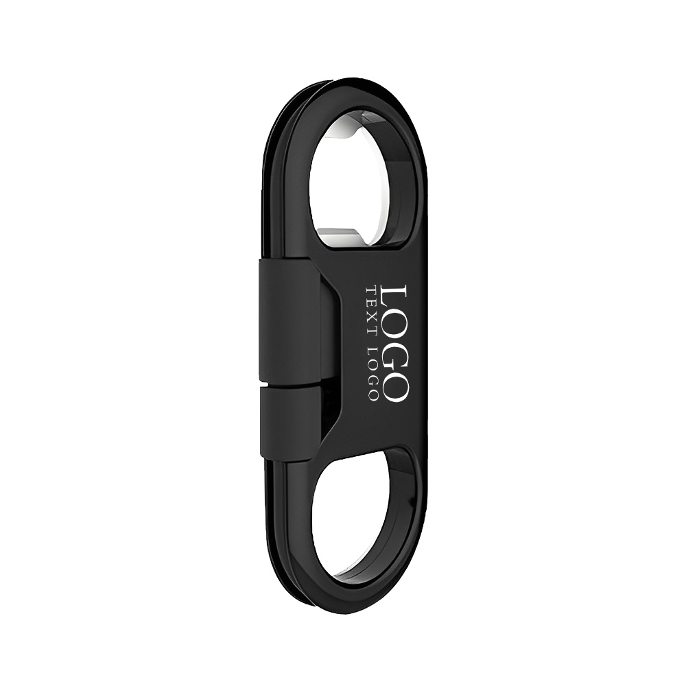 Usb Charging Data Sync Cable Bottle Opener Keychain Black With Logo