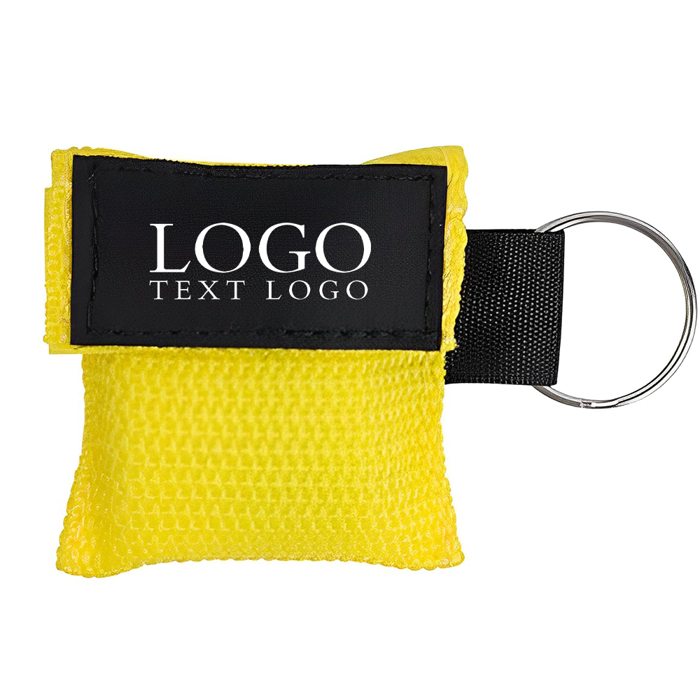 Cpr Face Shield Mask Keyring Yellow With Logo