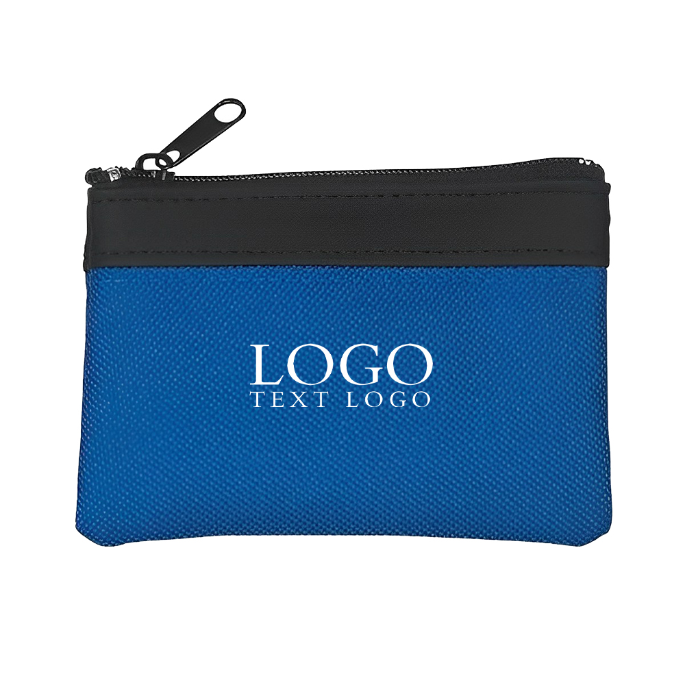 Pvc Wallet Coin Purse With Zipper And Key Ring Blue With Logo